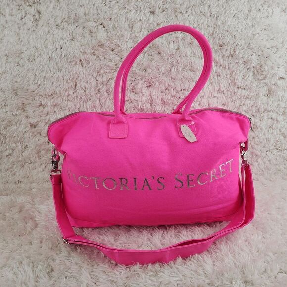 NWT Victoria's Secret Weekender Tote Bag Hot Pinl Canvass NWT - Picture 1 of 5